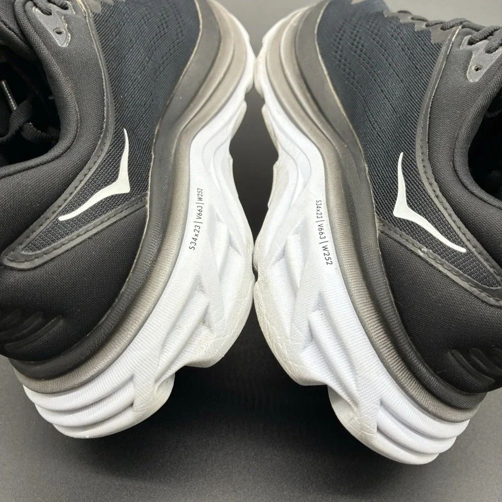 Hoka Bondi 8 Running Shoes Women's 9.5B Black White Cushioned Sneakers